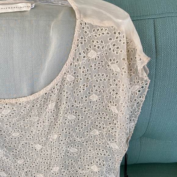 Johnny Was Top Silk Cream Sheer Eyelet NWT - Picture 12 of 15
